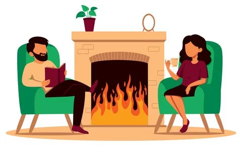 Resting at Home Flat Design イラスト素材