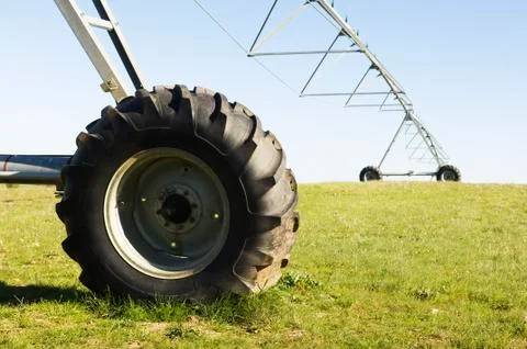 Resting irrigation pivot Stock Photos