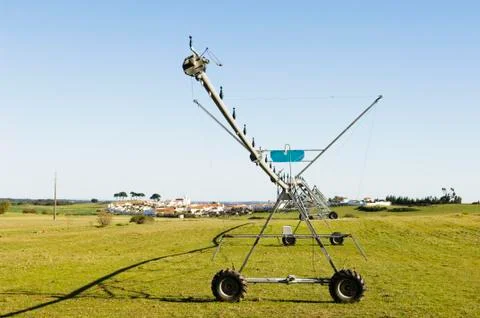 Resting irrigation pivot Stock Photos