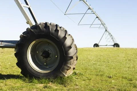 Resting irrigation pivot Stock Photos