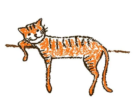 Resting lying red cat. Funny cute smiling cartoon kitty. Stock Illustration