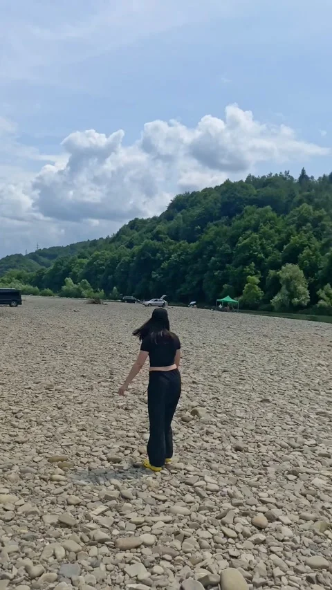 Resting at mountain river personal view Stock Footage 247071524