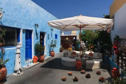 Resting place in santorini Stock Photos
