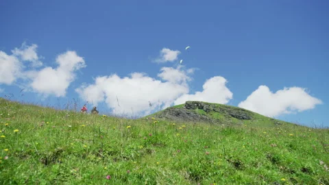 Resting on top of Grindelwald First Stock Footage 219708316