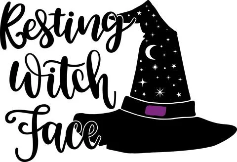 Resting Witch Face Witch, Halloween Holiday, Happy Halloween Stock Illustration