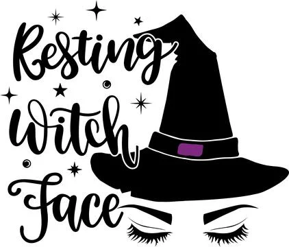 Resting Witch Face Witch Hat, Halloween Holiday, Happy Halloween Stock Illustration
