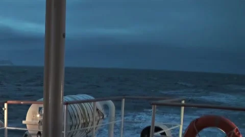 Restless Arctic Ocean at Twilight From a Voyaging Ship Stock Footage 338197733