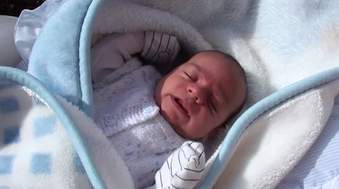 Restless baby in cot Stock Footage 34122753