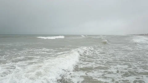Restless grey sea in winter. coast in december. natural sound Stock Footage 153536748