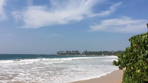 Restless ocean with big waves and the beach Dickwella Sri Lanka Stock Footage 71609689