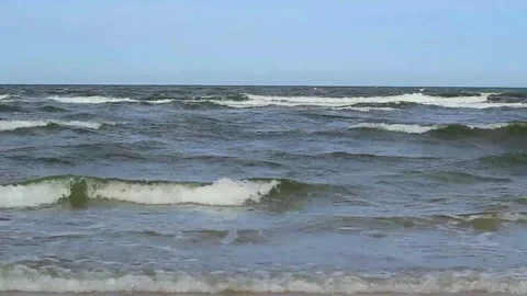 Restless waves distance view Stock Footage 99119287