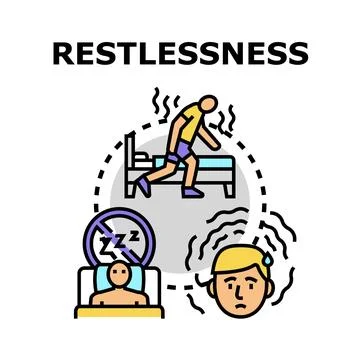 Restlessness concept showing person having insomnia and anxiety Stock Illustration