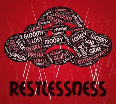 Restlessness Word Indicates Ill At Ease And Agitated Stock Illustration