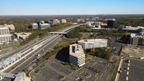 Reston Town Station - Dulles Access Road Skyscape Stock Footage