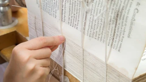 Restoration of an ancient book. Video stock 91982835