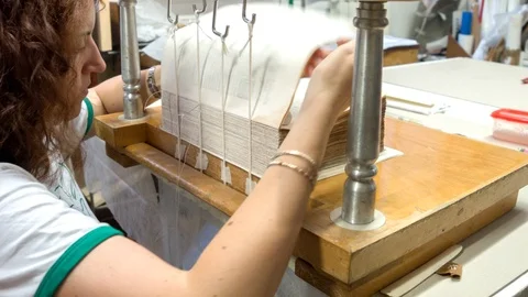 Restoration of an ancient book. Video stock 91985376