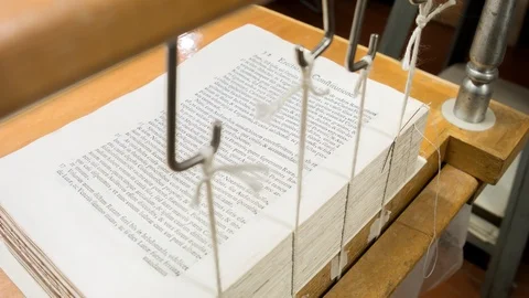 Restoration of an ancient book. Video stock 91991139
