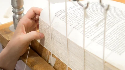 Restoration of an ancient book. Video stock 91991908