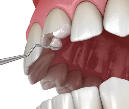 Restoration of broken tooth. Medically accurate 3D illustration. Stock Illustration