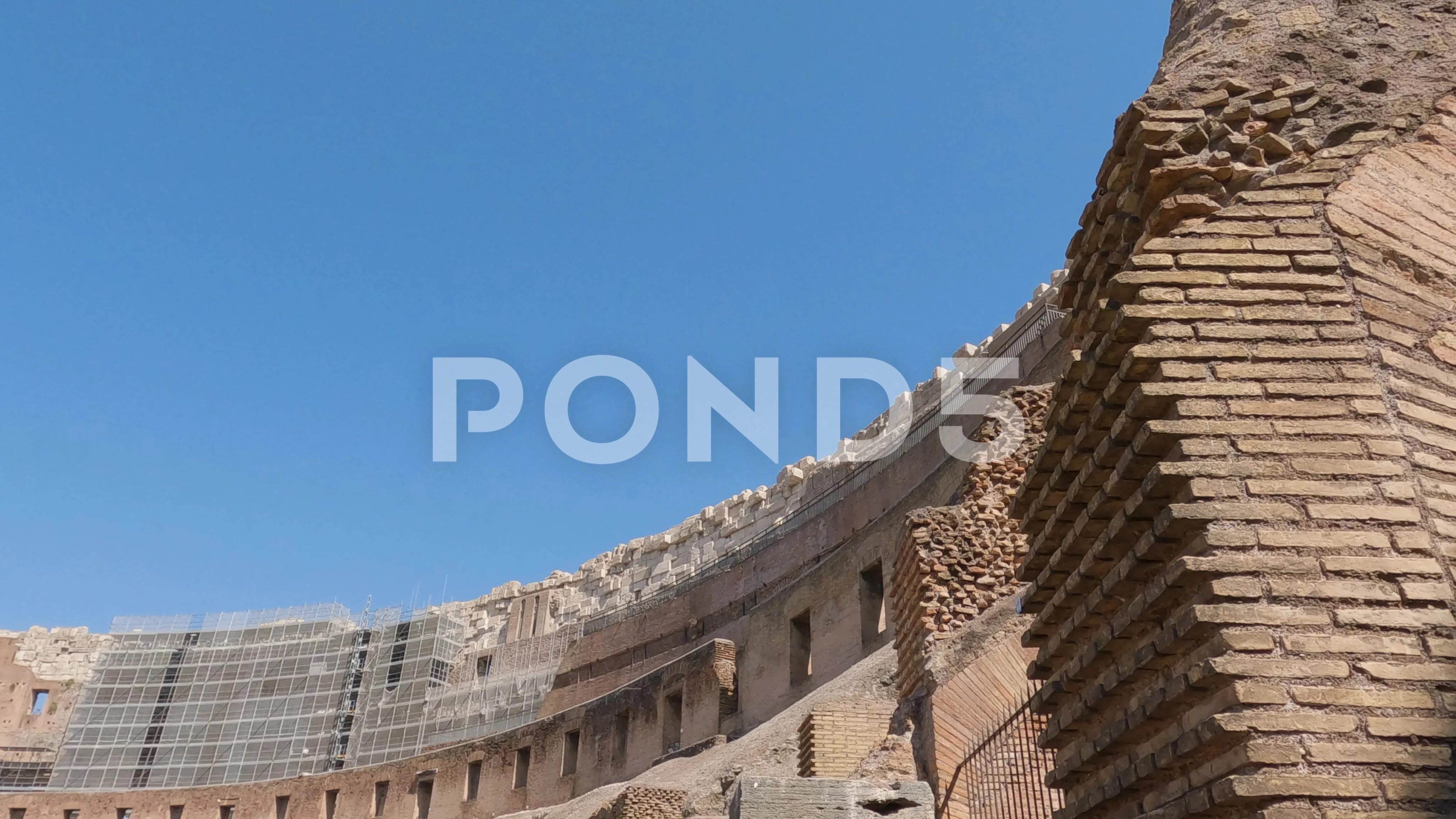 Restoration of the Colosseum arena in Rome, major tourist attraction