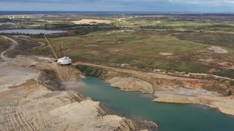 Restoration of an Old Open Pit Coal Mine Jewett Texas USA Stock Footage 335664137