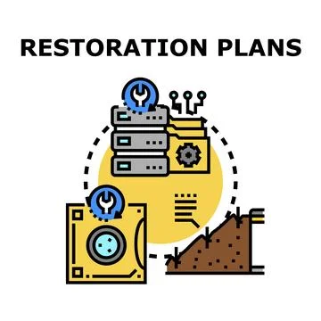 Restoration plans for data, system, and environment イラスト素材