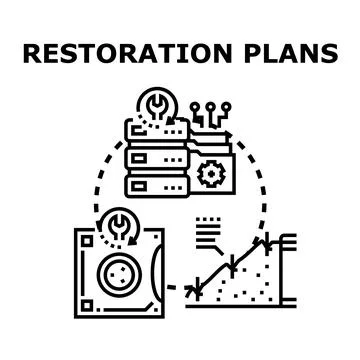 Restoration plans for data, system, and environment Illustrazione stock