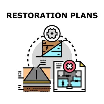Restoration plans project development engineering concept Stock Illustration