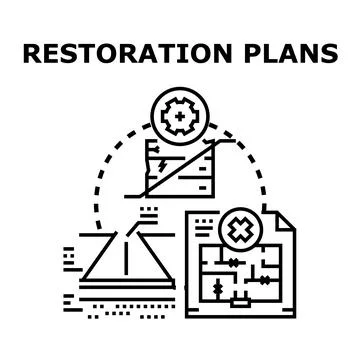 Restoration plans project development engineering concept Stock Illustration