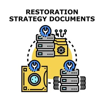 Restoration strategy documents for data recovery and backup イラスト素材
