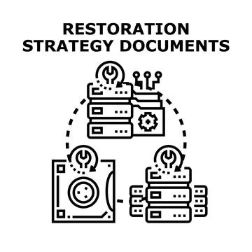 Restoration strategy documents for data recovery and backup Stock Illustration