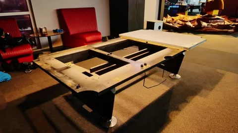 Restoration of vintage billiard table in progress - removed stone slates - cozy 動画素材 308464064