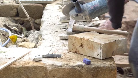 Restoration work in Temple for road Stock Footage 84150696