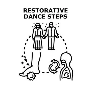 Restorative dance steps for seniors improving health and wellness Stock-Illustration