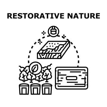 Restorative nature process restoring natural resources development Stock Illustration