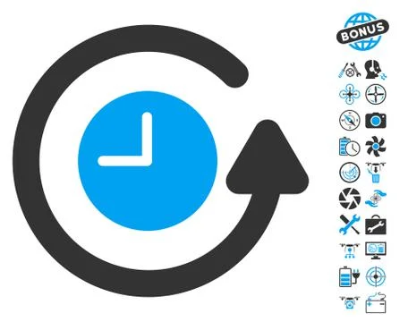 Restore Clock Icon With Copter Tools Bonus Stock Illustration