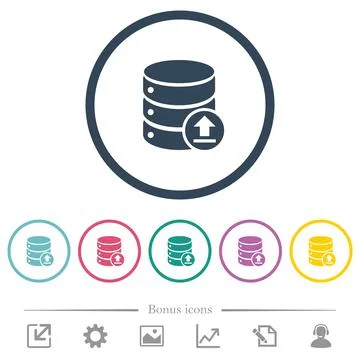 Restore database flat color icons in round outlines Stock Illustration