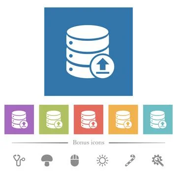 Restore database flat white icons in square backgrounds 库存插图