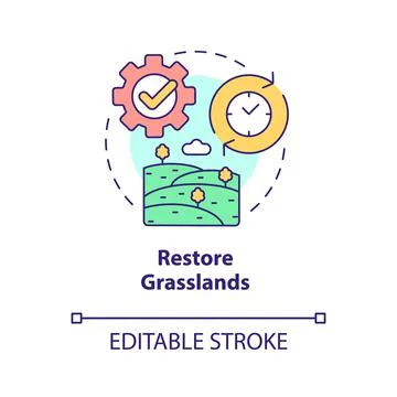 Restore grasslands concept icon Stock Illustration