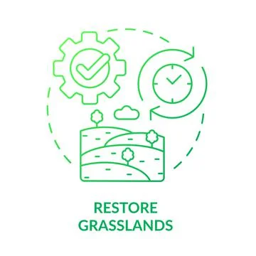 Restore grasslands green gradient concept icon Stock Illustration