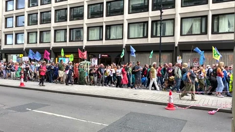 Restore Nature Now protesters at demonstration in central London, UK. Stock Footage 278085790