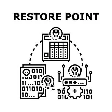 Restore point data recovery system backup concept Stock Illustration
