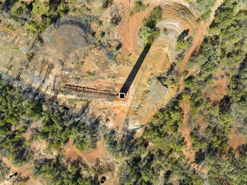 Restored Copperfield Copper Mine Stack Aerial Stock Photos