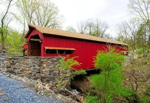 Restored covered bridge Stock Photos