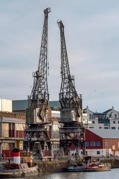 Restored Dock Cranes Stock Photos