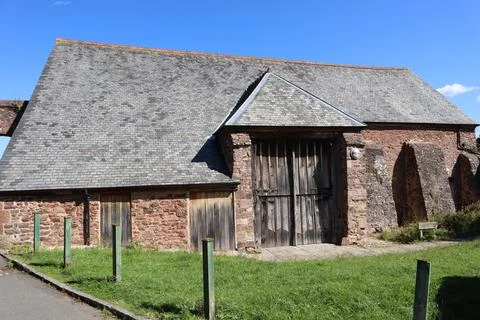 The restored Dunster Tithe Barn, which is now used as a Community Hall Stock Photos