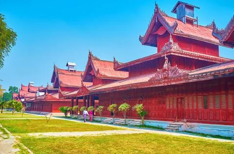 The restored edifices of Mandalay Residence, Myanmar Stock Photos