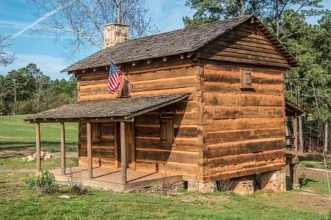 Restored log cabin Stock Photos