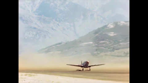Restored WWII Pair of RAF Spitfires Taking Off, Corsica 1944, 60FPS Stock Footage 336781165