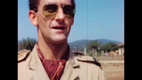 Restored WWII RAF Spitfire Pilot Speaking with U.S. Serviceman, 1944, 60FPS Stock Footage 336780664